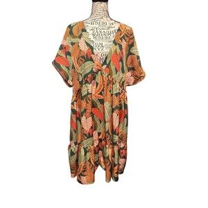 SHEIN Curve, Tropical Print Butterfly Sleeves 2X Whimsical Fairy Vacation Travel